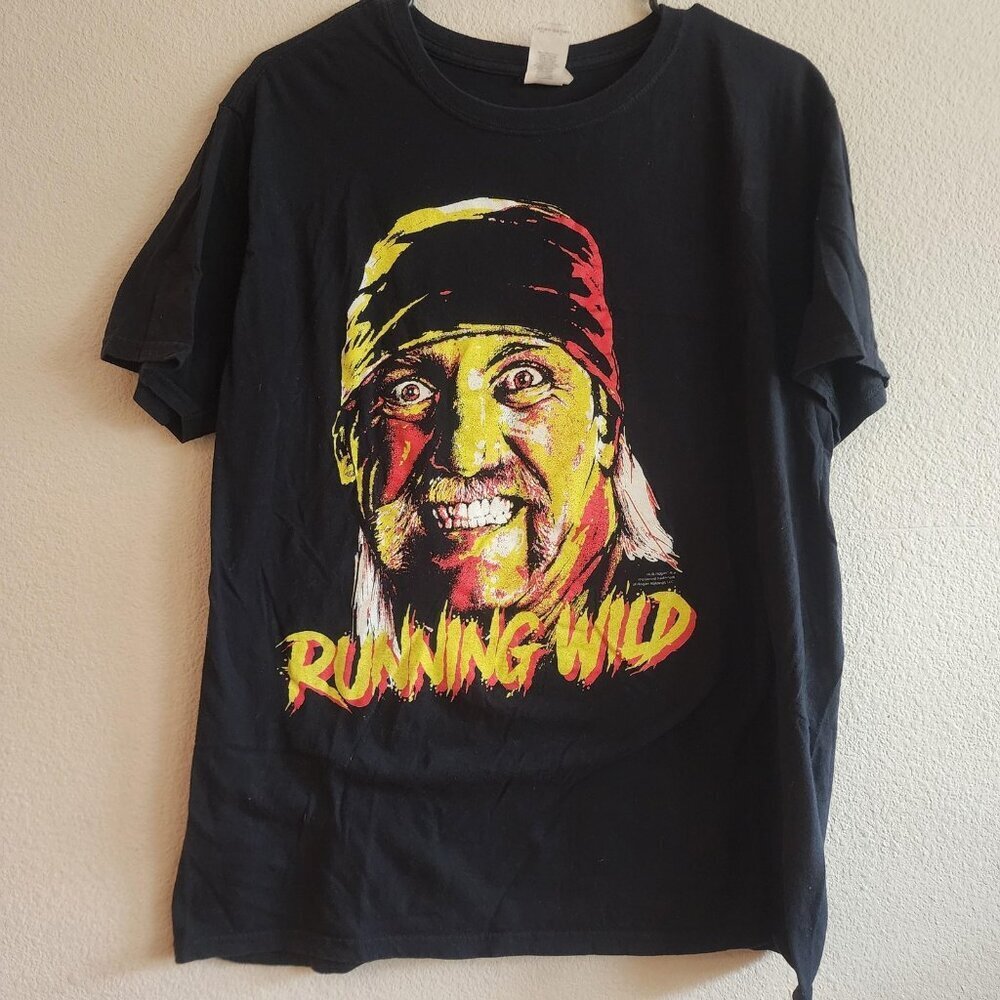 Hulk Hogan Shirt Mens Large Running Wild Wrestling Graphic Tee Gildan Wrestler